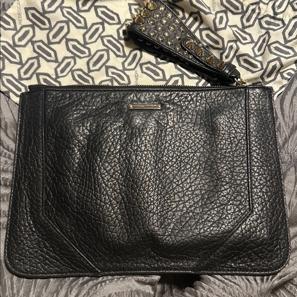 Rebecca Minkoff Handbags - Rebecca Minkoff Black and Gold Studded Clutch box 4